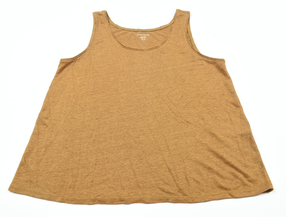 Eileen Fisher Organic Linen Tank Top Womens Medium Brown Sleeveless Pullover